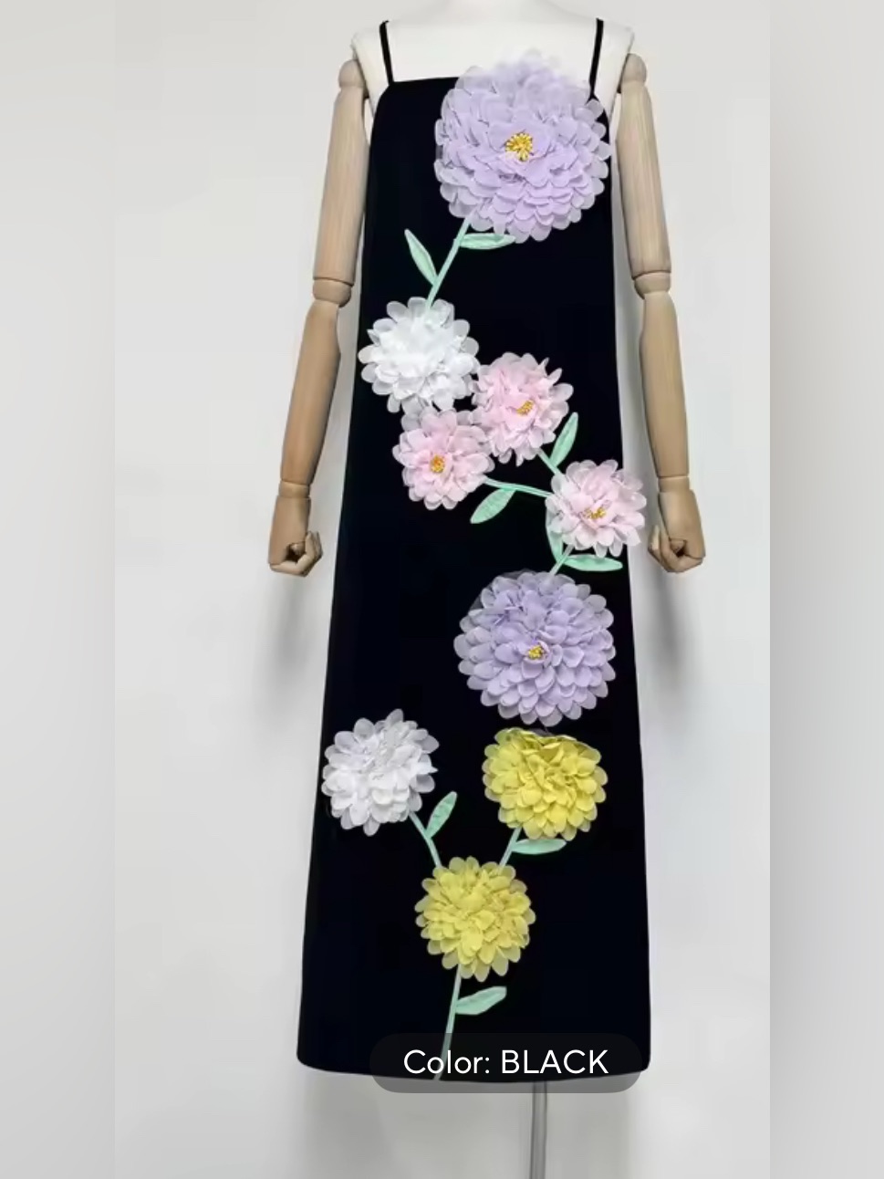 New $385 Poppi Floral Appliqu Maxi Dress
